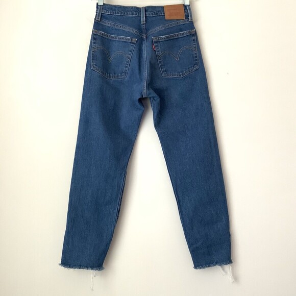 Levi's Premium 501 Jeans Blue Chewed Hem Skinny 24 - Picture 2 of 16